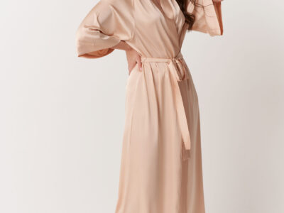 Veļa-Halāts Kimono Dream Beige-maiga satīna naktsveļa.